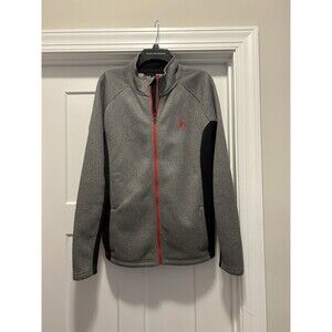 Spyder Athletic Fit Full Zip Ski Snow Sweatshirt Grey Black Red Men’s Size Large